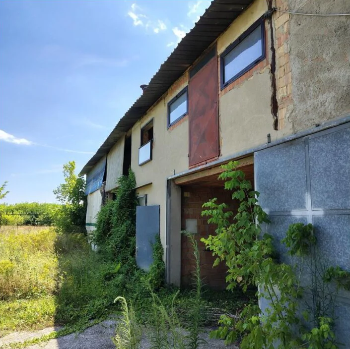Compendio agricolo-residenziale con casa al grezzo, garage, magazzini e vigneto